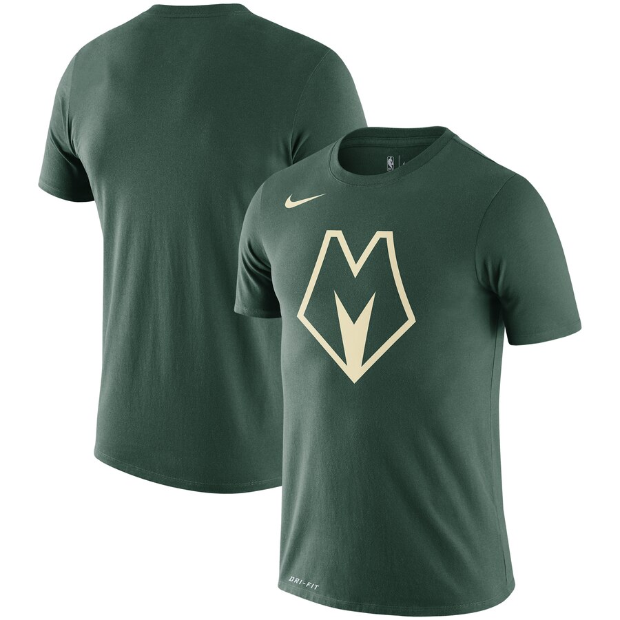 Men 2020 NBA Nike Milwaukee Bucks Green City Edition Logo DFCT Performance TShirt